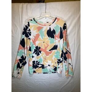 Hang Ten Shirt Womens Colorful Floral UV Protection UPF 50+ Long Sleeve Large